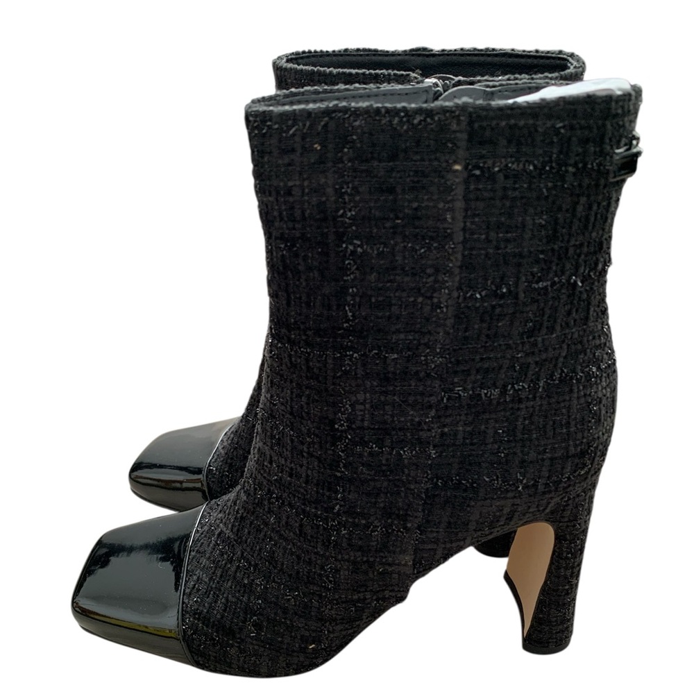 Circus by Sam Edelman Black Sparkly Tweed With Patent Leather Ankle Boots size 6 - Picture 9 of 11